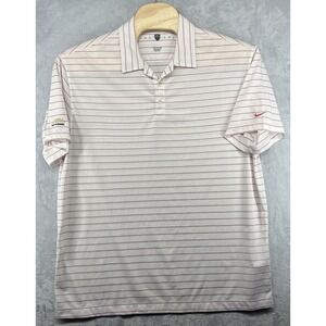 Nike Golf Polo Shirt Fit Dry White Red Striped South Shore Vegas VTG Men's 2XL